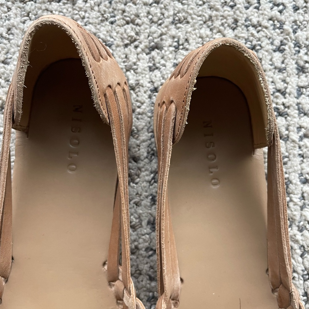 Nisolo Woven Leather Sandals - HUARACHE LEATHER SLIP ON SANDALS SHOES LOAFERS - Picture 3 of 5